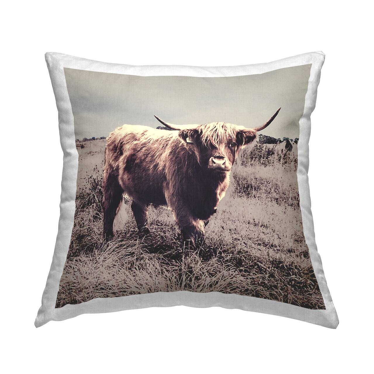 Stupell Industries Farm Cattle Rustic Vintage Styling Muted Tones Throw Pillow 18" x 18"